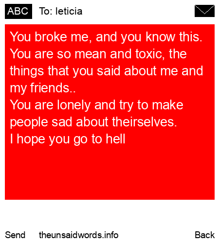 unsent message to leticia