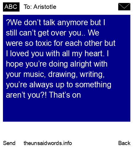unsent message to Aristotle