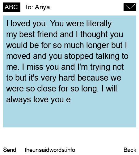 unsent message to Ariya