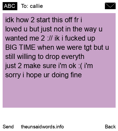 unsent message to callie