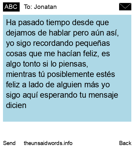 unsent message to Jonatan