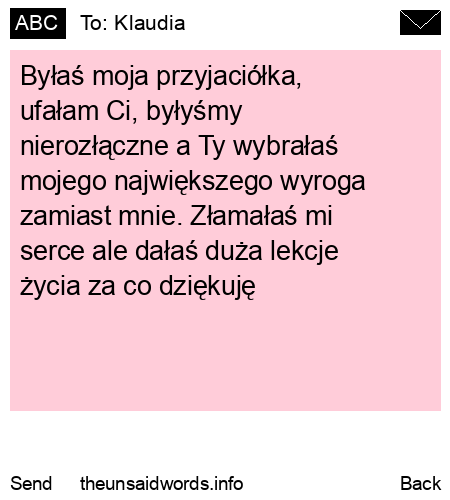 unsent message to Klaudia