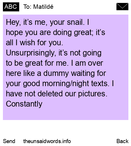 unsent message to Matildé