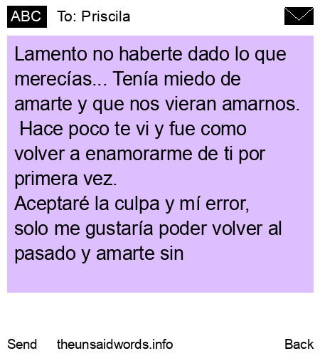unsent message to Priscila