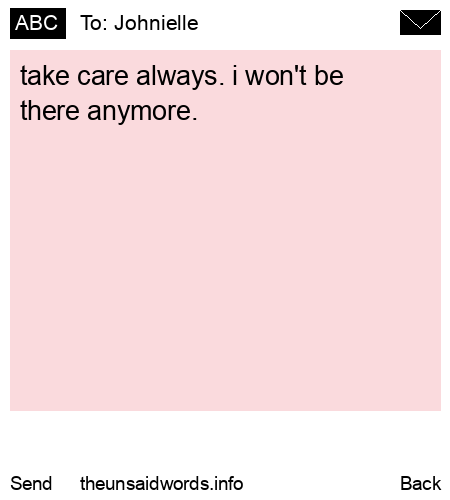 unsent message to Johnielle