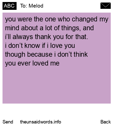 unsent message to Melod