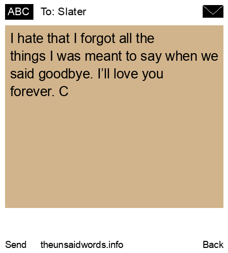 unsent message to Slater