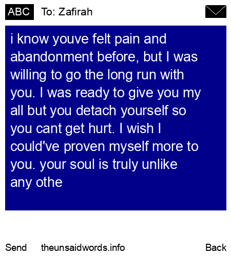unsent message to Zafirah