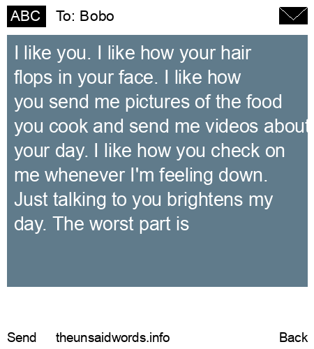 unsent message to Bobo