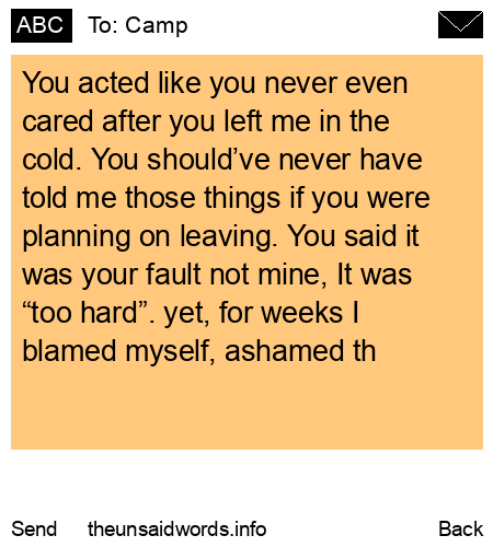 unsent message to Camp