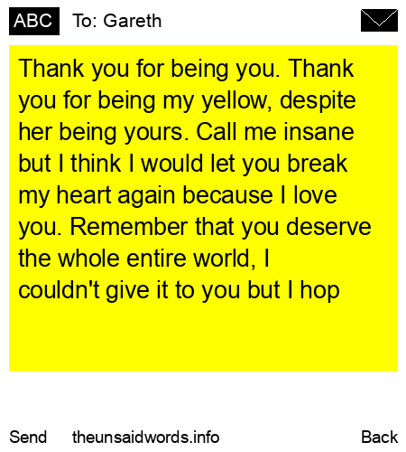 unsent message to Gareth