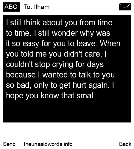 unsent message to Ilham