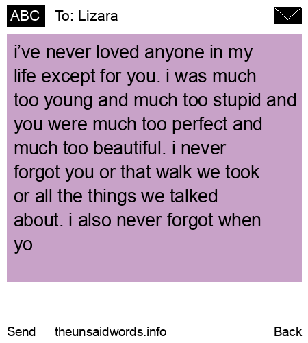 unsent message to Lizara