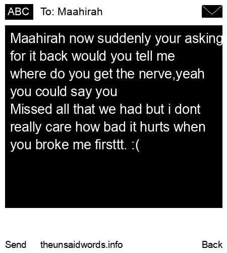 unsent message to Maahirah