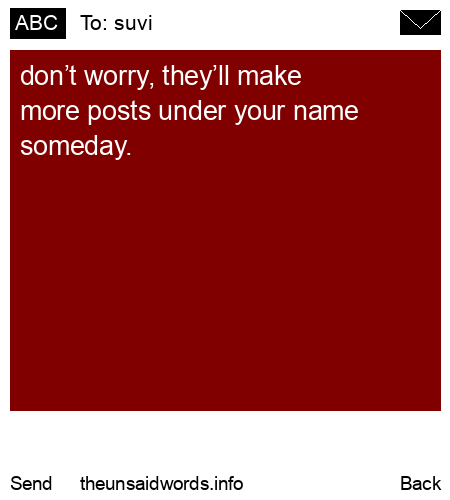 unsent message to suvi