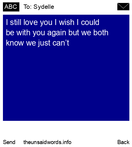 unsent message to Sydelle 