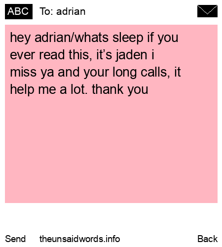 unsent message to adrian
