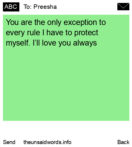 unsent message to Preesha
