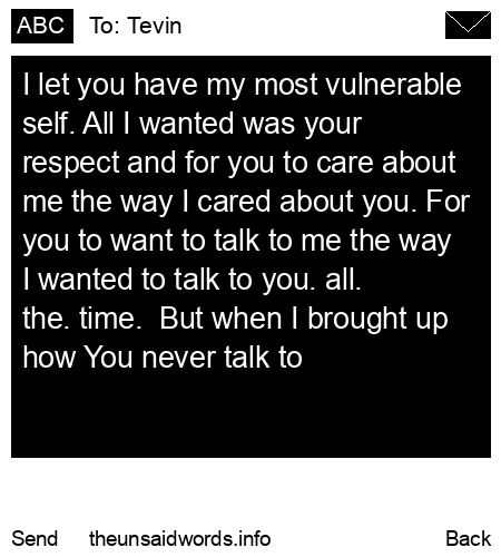 unsent message to Tevin