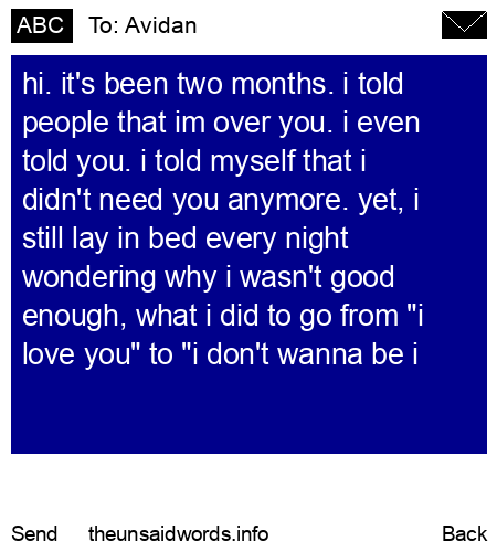 unsent message to Avidan