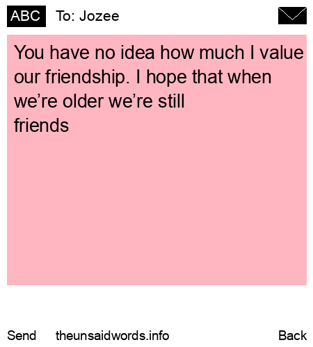 unsent message to Jozee
