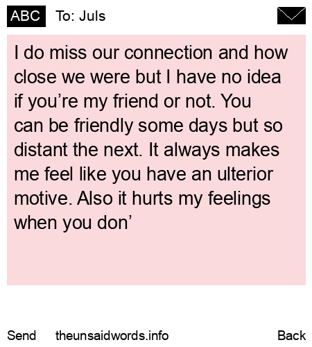 unsent message to Juls