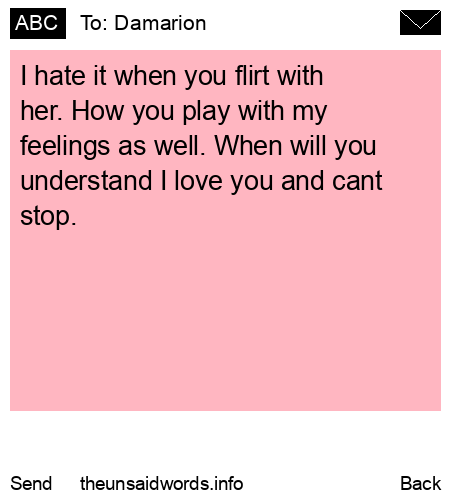 unsent message to Damarion