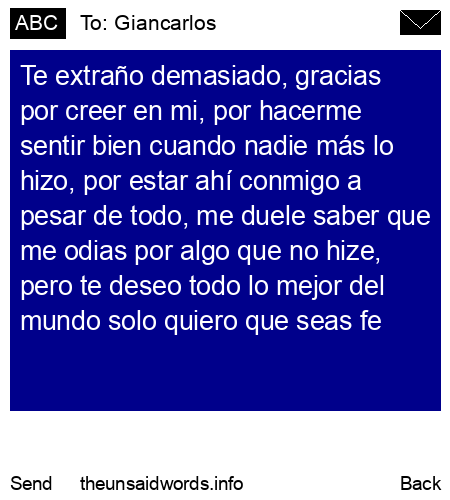 unsent message to Giancarlos