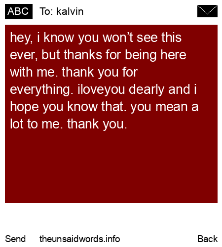 unsent message to kalvin