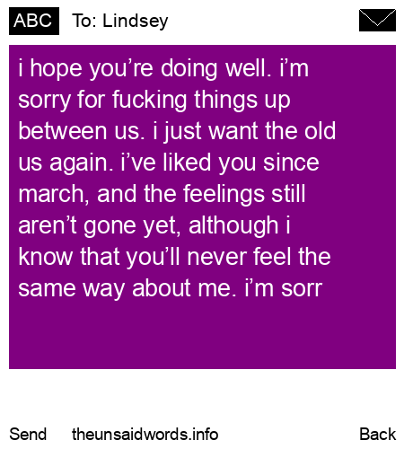 unsent message to Lindsey