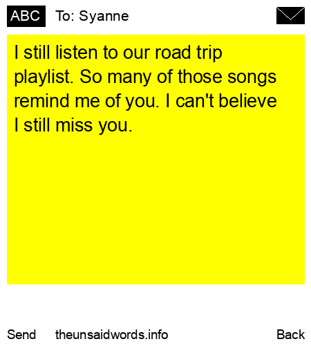 unsent message to Syanne