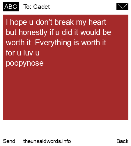 unsent message to Cadet