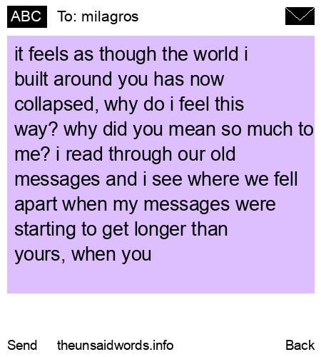 unsent message to milagros