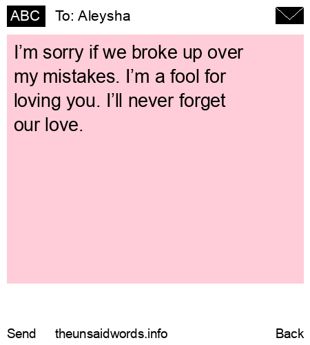 unsent message to Aleysha