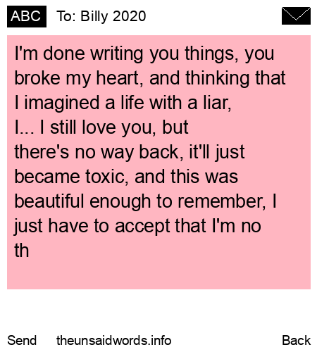 unsent message to Billy 2020