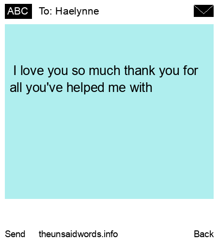 unsent message to Haelynne