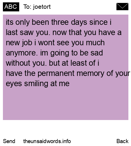 unsent message to joetort