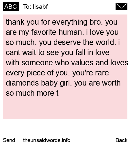 unsent message to lisabf