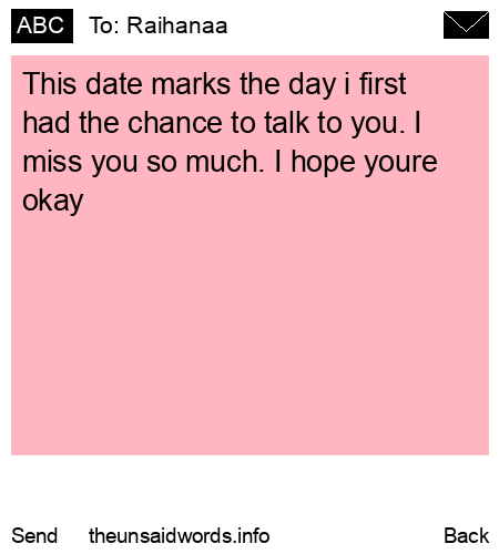 unsent message to Raihanaa