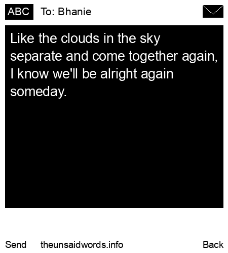 unsent message to Bhanie