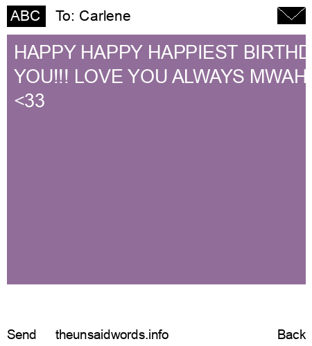 unsent message to Carlene