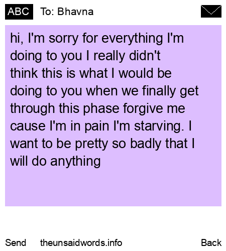 unsent message to Bhavna