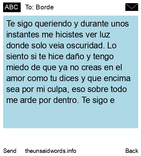 unsent message to Borde