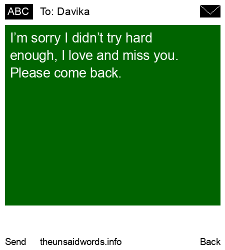 unsent message to Davika