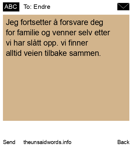 unsent message to Endre