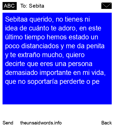 unsent message to Sebita