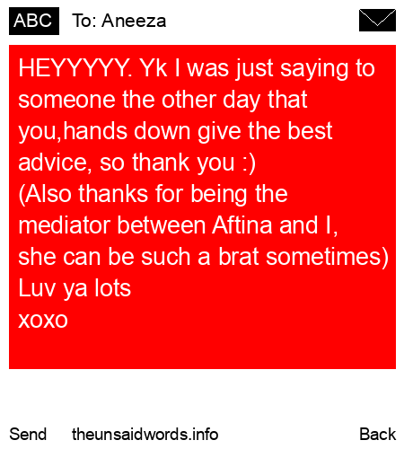 unsent message to Aneeza