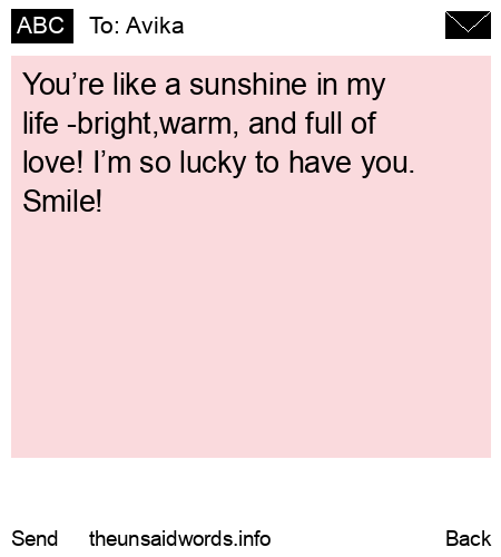 unsent message to Avika 