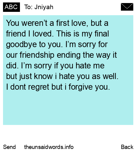 unsent message to Jniyah