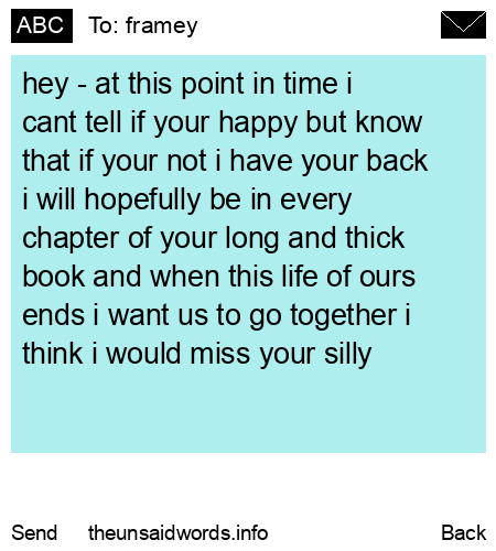 unsent message to framey
